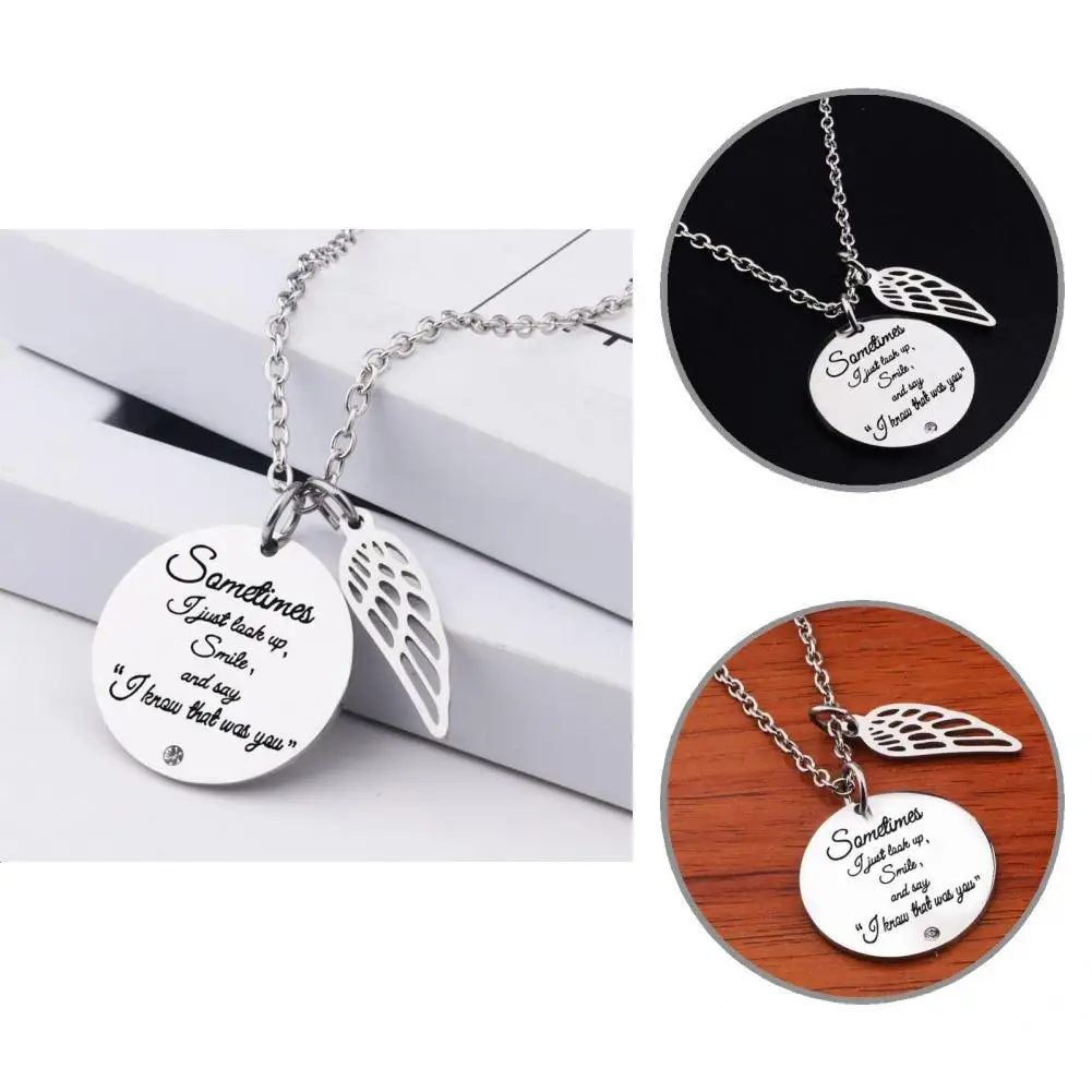 

Long Lasting Silver Color Fashion Necklace Wings Souvenir Pendant for Students