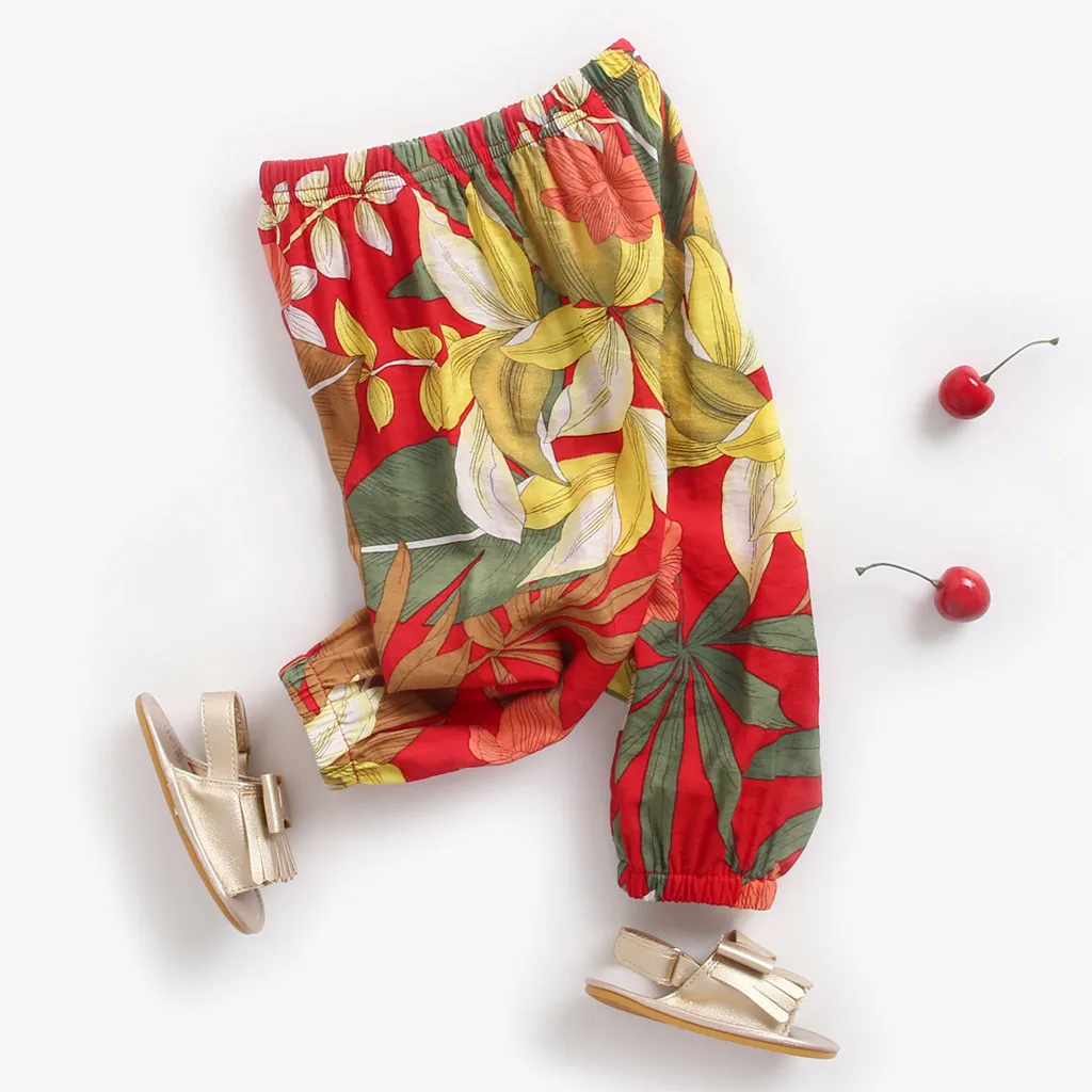 Детские повседневные брюки с цветочным принтом Летние для маленьких мальчиков и