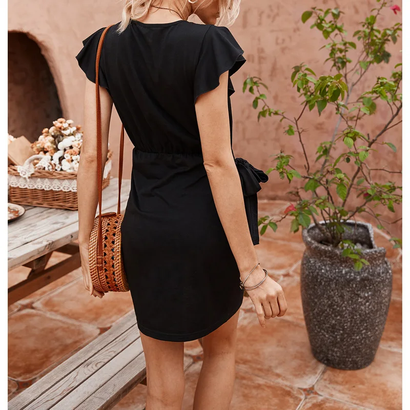 Элегантное женское платье с лепестками белое Повседневное круглым вырезом