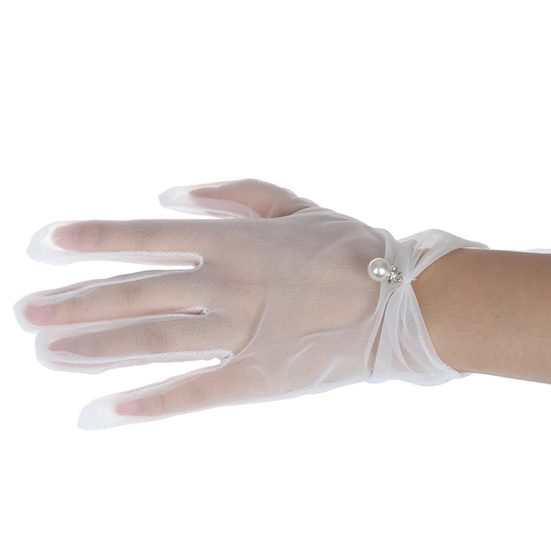 

Wedding Bride White Short Lace Gloves Translucent Wedding Accessories Party Lace Gloves Summer Sun Protector Gloves