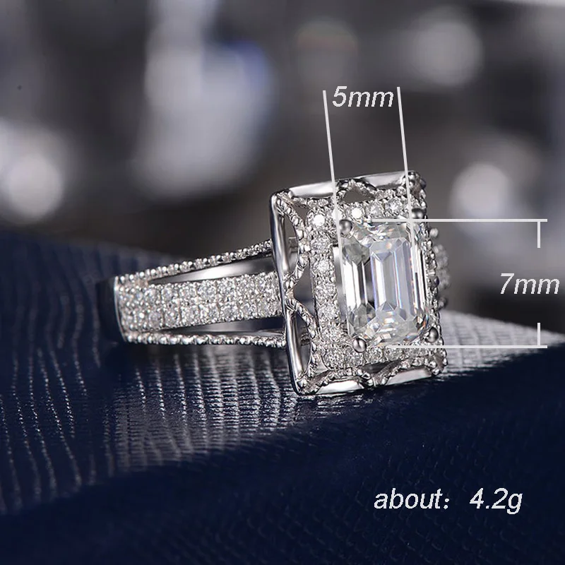 

YPAY 2021 Classic Wedding Engagement Ring Band Shiny Dazzling Crystal Stone Square Frame Silver Plated Finger Rings All In Stock