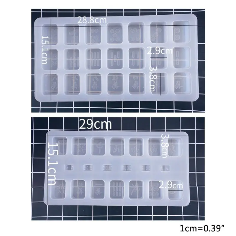 

D2TD DIY Crystal Epoxy Mould High Mirror Creative Mahjong Shape Silicone Mold Cake Decor Making