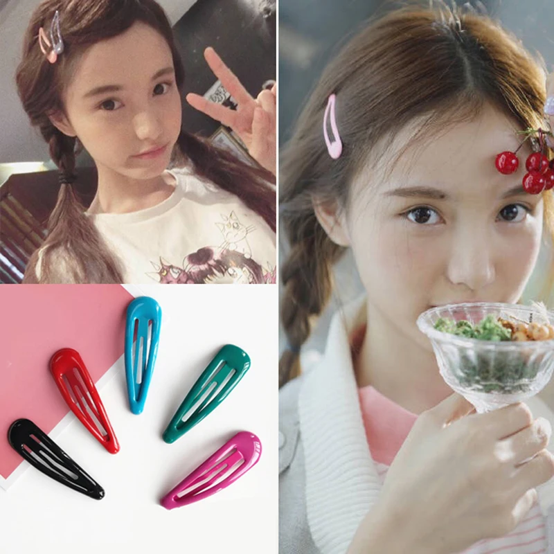 

Glitter Snap Hair Clip Waterdrop Hairpin Candy Color BB Clip Metal Barrette 5cm Girls Fashion Headwear Red Green Hairpins Hot