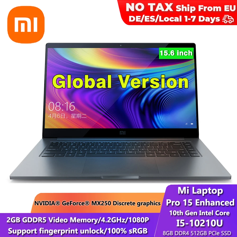 Оригинальный Xiaomi ноутбук 15 6 &quotPro Расширенная i5 10210U MX250 2 Гб GDDR5 8 DDR4 оперативная