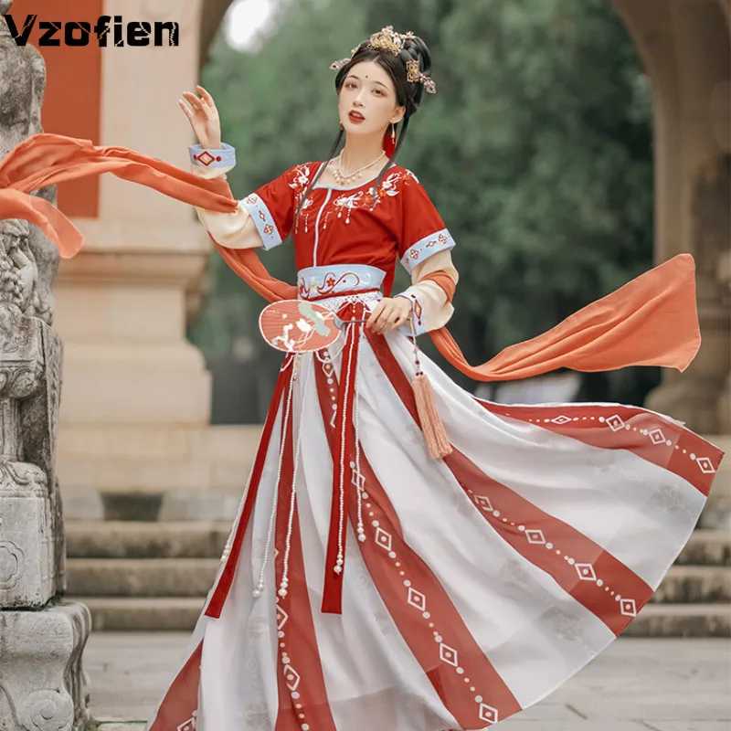 Chinese Traditional Hanfu Women Costume Ancient Tang Dynasty Fairy Dance Costume Tang Suit Oriental Princess Dress Dance Wear