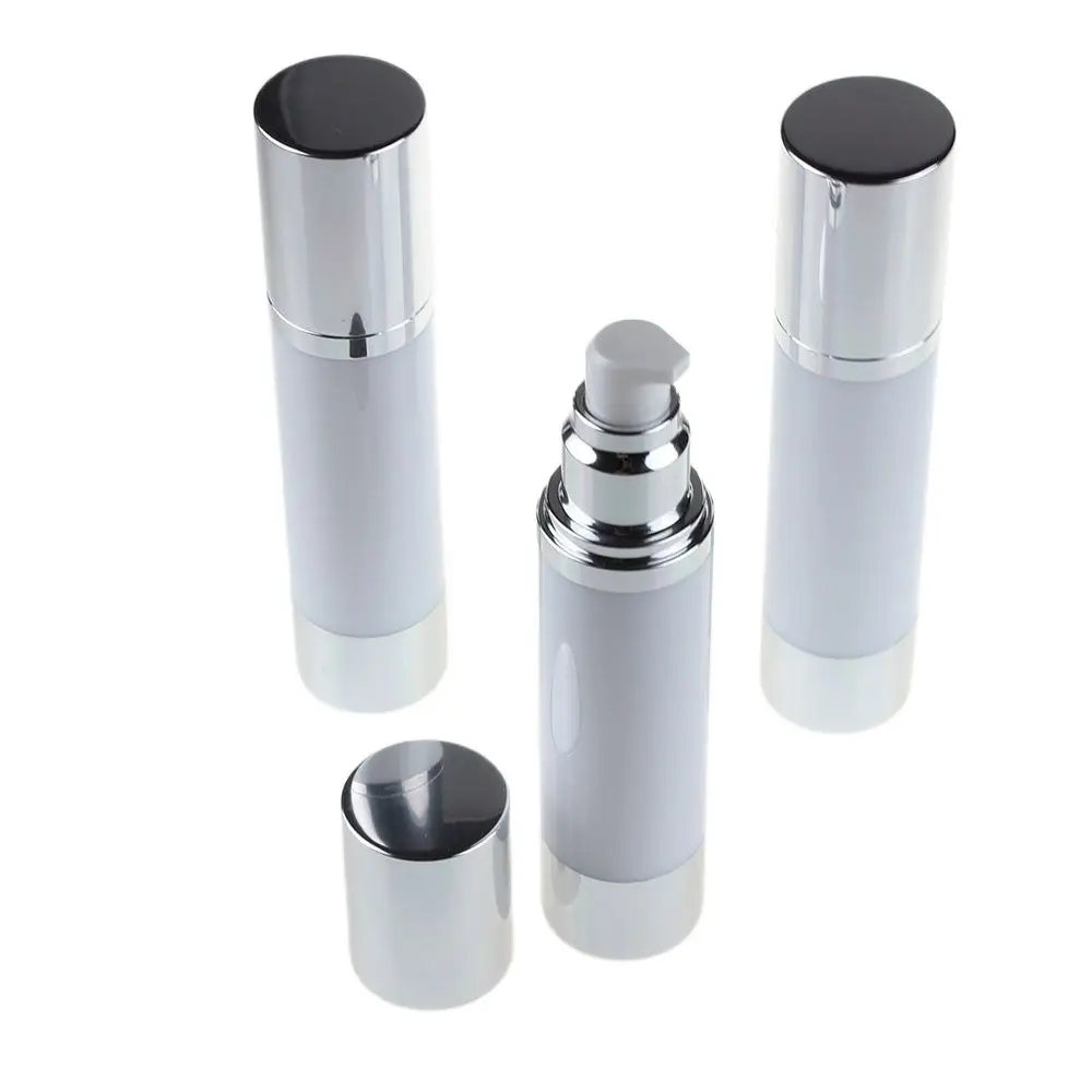 Новое поступление! 50 мл белая безвоздушная бутылка блестящий серебряный