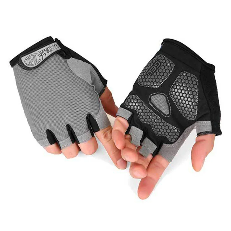 Ярко зеленые спортивные перчатки со светоотражающими полупальцами для горного