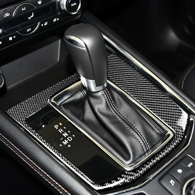 Mutips Carbon Fiber Gear Shift Box Panel Cover Trim Decoration Frame Interior Sticker Car Accessories For Mazda CX-5 2017 2018 |