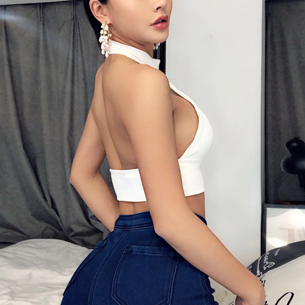 Женский укороченный топ на бретельках с перекрестными лямками спереди и