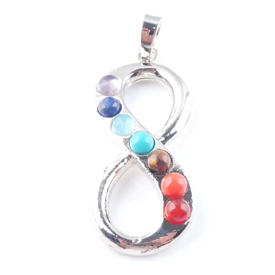 

WOJIAER 7 Chakras Natural Stones S Form Pendants Health Amulet Healing Jewelry Making Charms Pendant Fit Necklace N3269