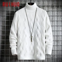 ruihuo 2021 white pullover turtleneck men clothing turtle neck coats high collar knitted sweater korean man clothes m 2xl