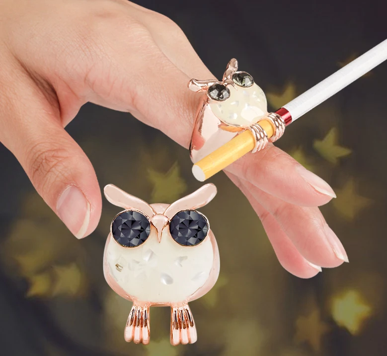 

2021 New Owl Cigarette Holder Ring For 5.1mm Slim Cigarettes Smoker Smoke Clip Keep Your Fingers Away from The Smoke for Women