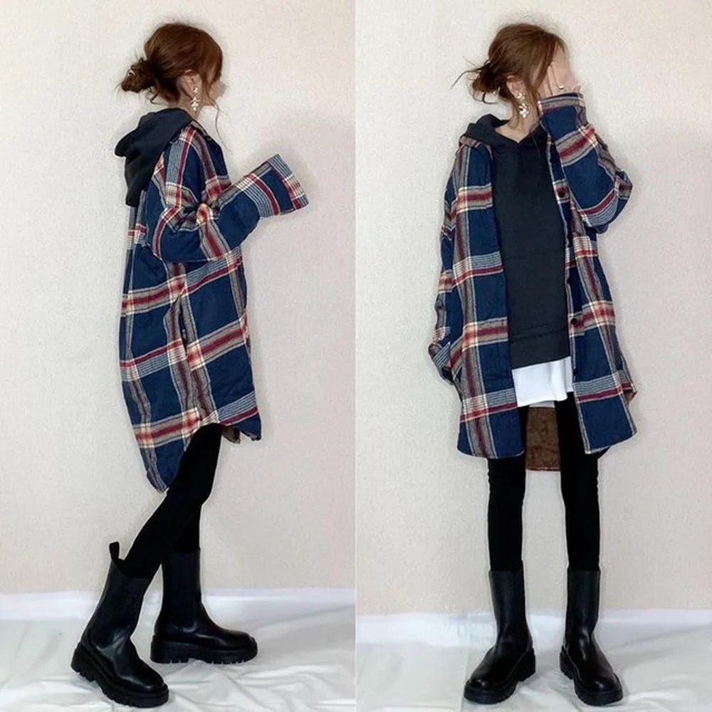 Women's Blouse Casual Plaid Long Sleeve Straight Single Korean Fashion Ladies Shirt Spring Autumn New Classic Feminine Clothes | Женская