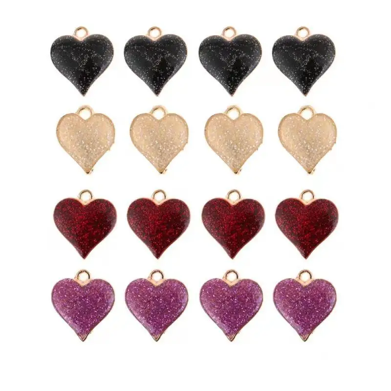 

10pcs/lot Shiny Pink Purple Love Heart Charms DIY Necklace Earrings For Jewelry Making Jewelry Accessories For Women
