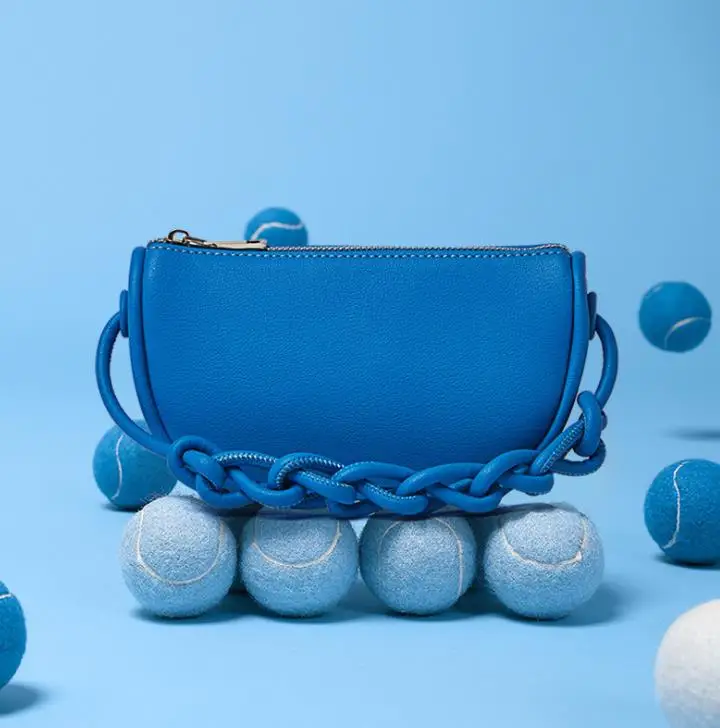 

2021 new leather bag for women fashion simple moon bag single shoulder cross slung half circle twist armpit bag