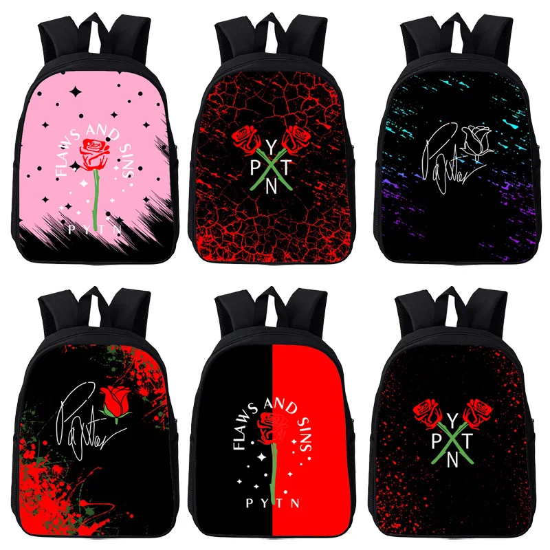 

3D PYTN Printed Bag Pack Sac A Dos Payton Moormeier Backpack Women Single Zipper Funny Net Red Rose Schoolbag 12/16 Inch Bookbag