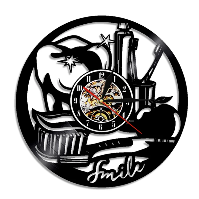 

Зубная щетка с зубной пастой Smile Teeth, зубная щетка с виниловой пластиной, настенные часы, современный дизайн, стоматология, ротовые работы, ча...