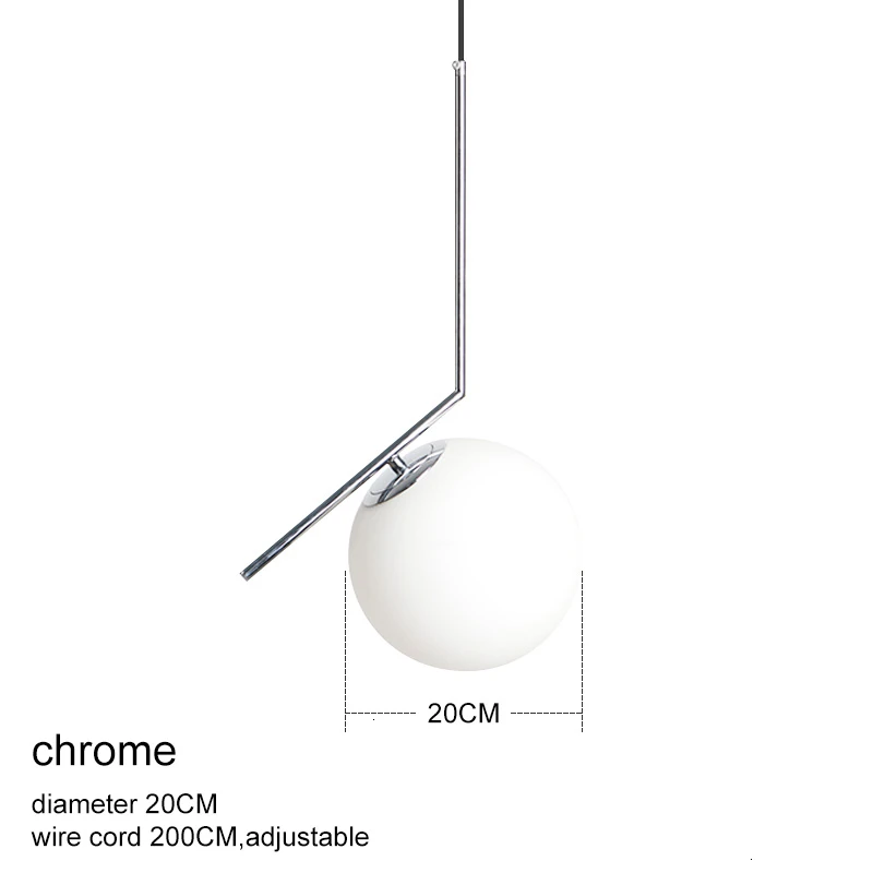 Современные стеклянные шаровые подвесные светильники для дома, столовой, гостиной, спальни, Подвесная лампа, ресторанный декор, светильники, освещение AC85-240V - Цвет корпуса: chrome ball 20CM