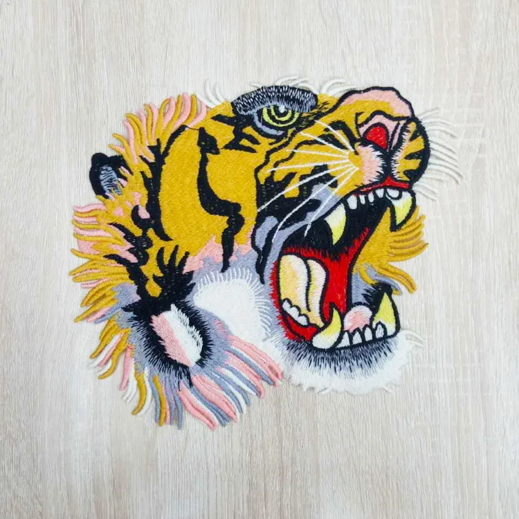 2019 Stylish Delicate Embroidery Large Tiger Head Patch DIY Accessories Cloth Sticker Animal Application T-Shirt Skirt | Аксессуары для