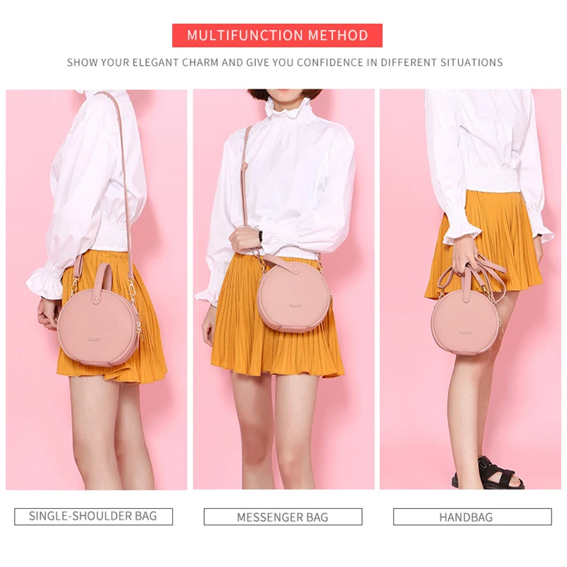 Fashion Women Handbag Soft Leather Women's Crossbody Messenger Bags Female Top Handle Round Bolsa Stylish Ladies Shoulder Bag