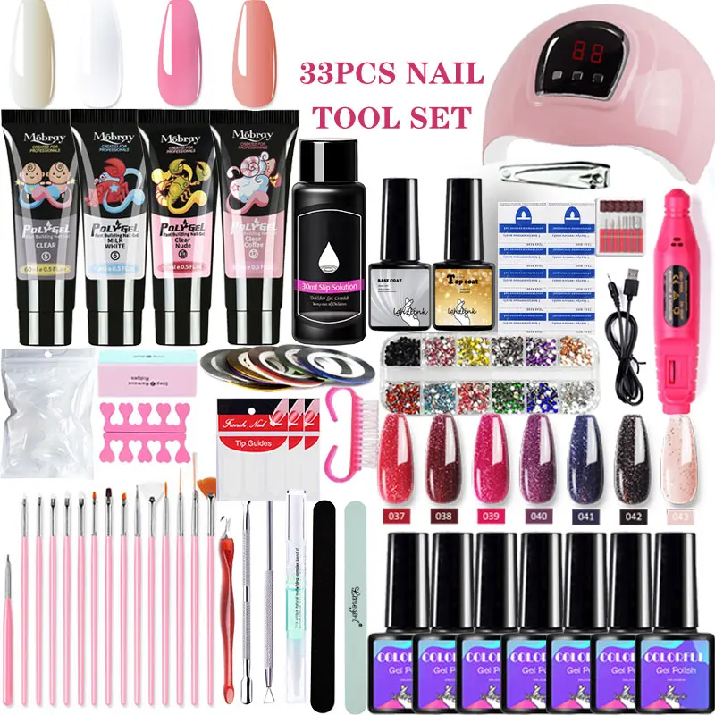 

Nail Kit Professional Set For Nail Poly Nail Gel Set Builder Gel Nail Brush Quick Building Finger Extension Camouflage Nails