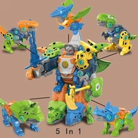 model building assembling dinosaur toy diy screw disassemble combination deformation robot boys puzzle toys for kids plastic kit