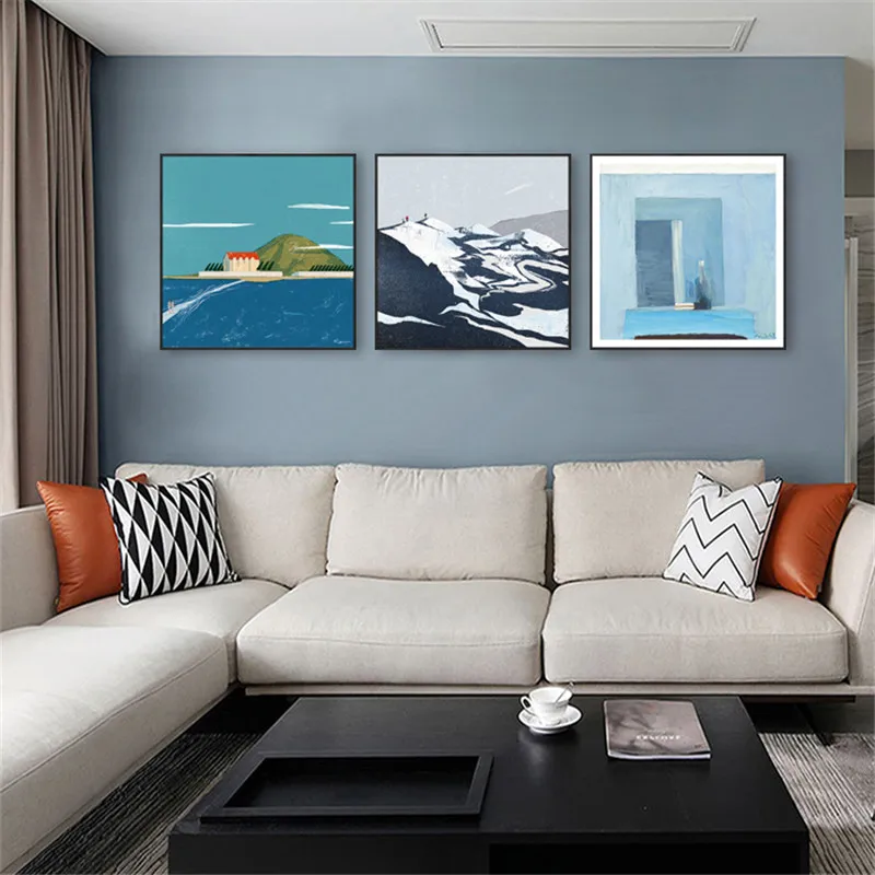 Абстрактный пейзаж ваза морской остров Снежная гора большое дерево дорога холст