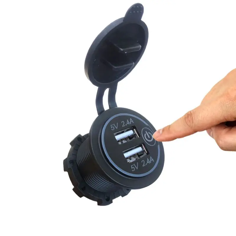 12V/24V Водонепроницаемый 2.4A Dual USB Зарядное устройство гнездо Мощность розетка с