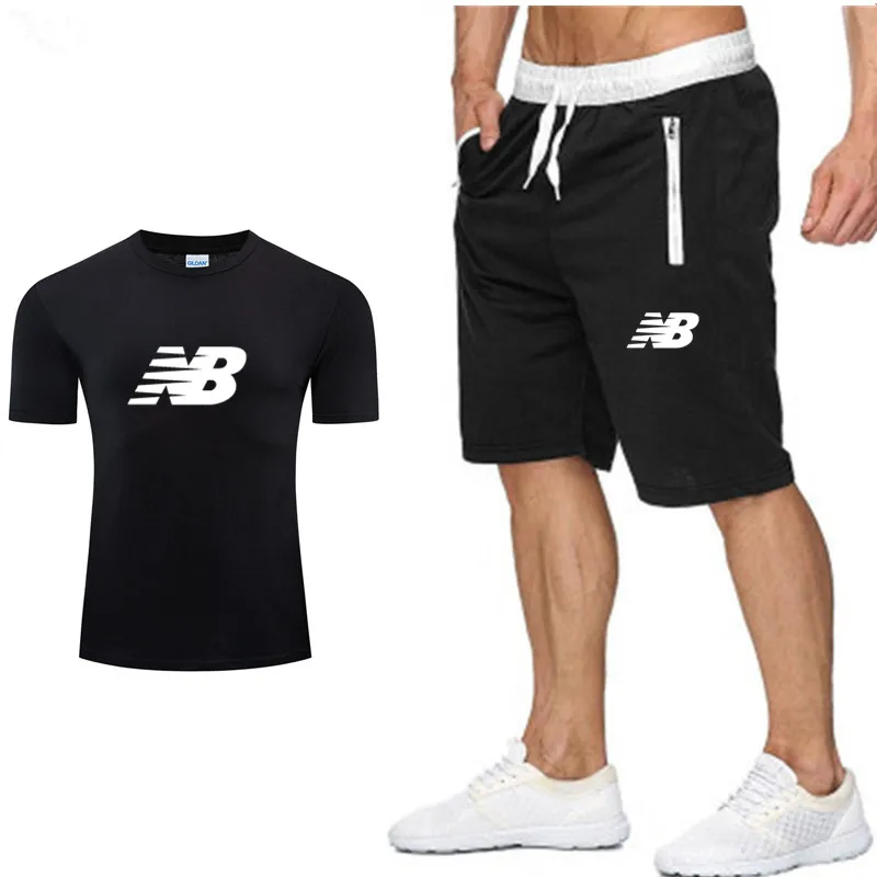 

2021 Summer Tracksuits Men's Sport Suit Running Sets Clothes Sports Joggers Training Gym Fitness Man Set T SHIRT + Short Pants