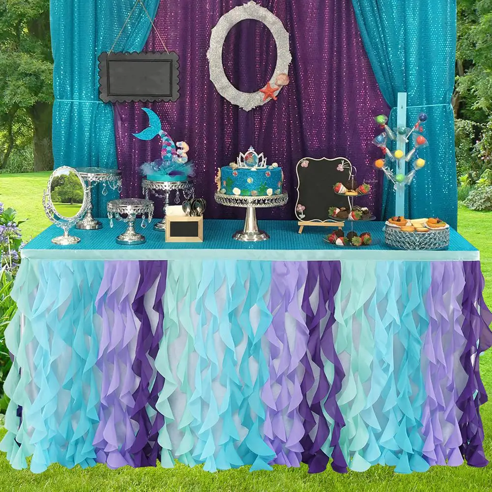 Рождественская серия цветная Тюлевая юбка для стола накидка на юбку день