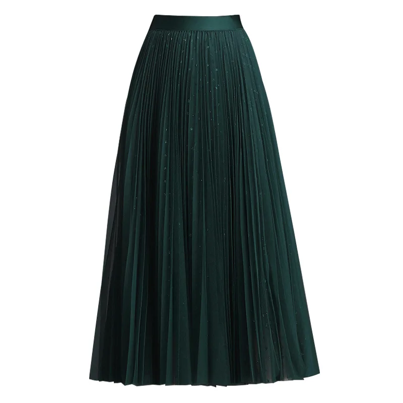 

2020 Autumn Winter New Mesh Skirt Women'S Korean Style High Waist Slim Pleated Skirt