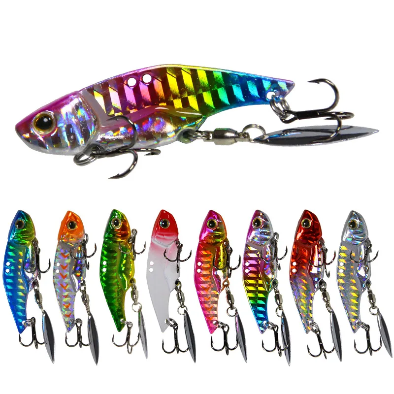 

New Metal Fishing Lure VIB Iron Plate Submerged Rotating Noise Sequined Sea Freshwater Bait Fishing Tackle Accessories Wholesale