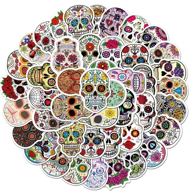 Calaveras de az&uacute;car en forma de calavera para coche, calaveras de estilo de Anime para el coche, pegatinas para el coche, port&aacute;til, 10/50 Uds.-2