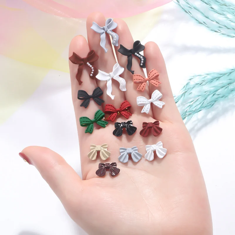 

Pipatian 10Pcs/Pack Resin Bowknot Nail Stickers Diy Crafts All Match Rosette Decoration Red/Green Bowknot For Handmade Crafts