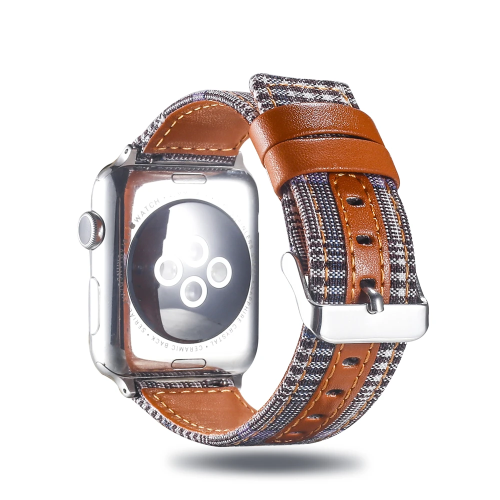 Холщовый ремешок для часов для Apple Watch 38 мм 42 мм 40 мм 44 мм нейлоновый кожаный ремешок для часов браслет для iWatch Series 5/4/3/2/1