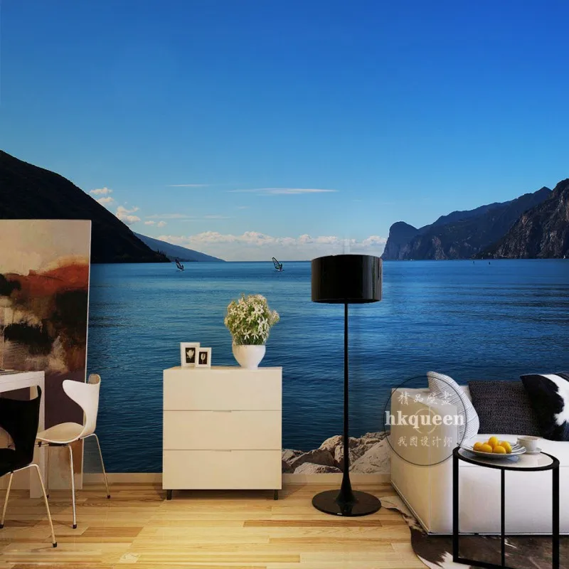 Прямая доставка 3D фото обои современный минималистичный синий пейзаж красивый