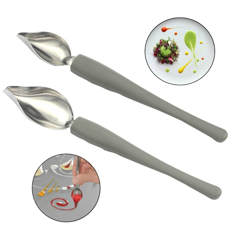 

2PCS Stainless Steel Sauce Painting Spoon Pencil Chocolate Cream Sauce Pencil Spoon Drawing Spoon for Coffee Cake Decoration