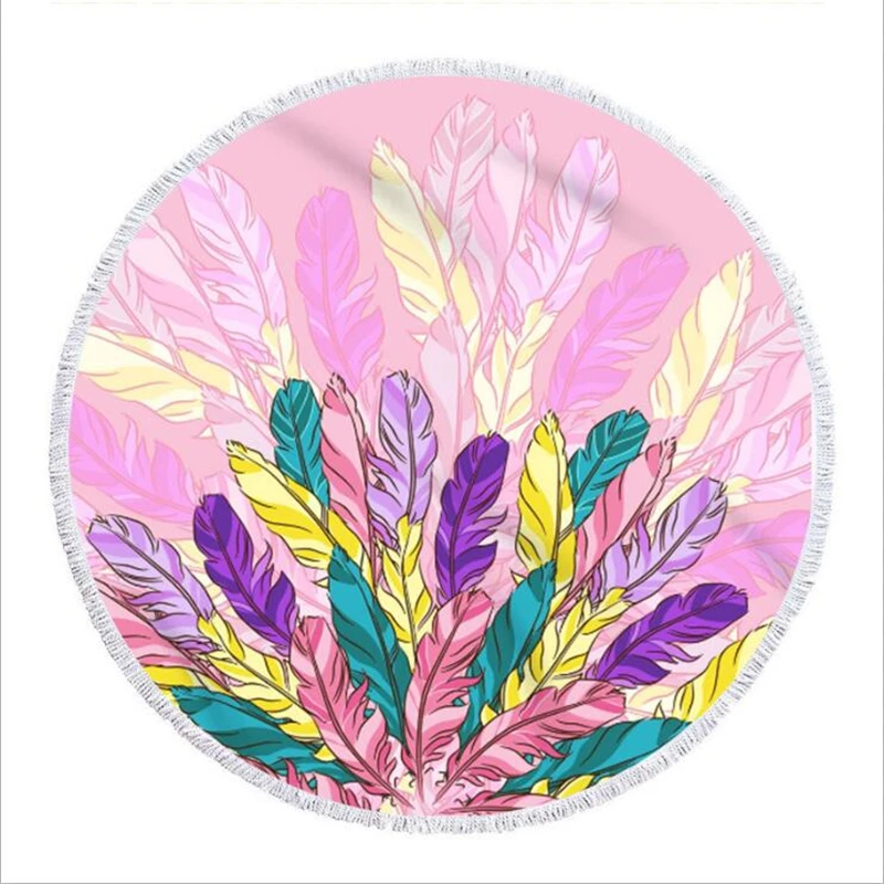 Мандала микрофибра круглое пляжное полотенце активный с узором пляжный