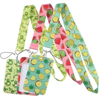 lb2345 summer fruit pattern keychain neck strap hang rope for key id card cell phone straps lemon pineapple lanyard badge holder