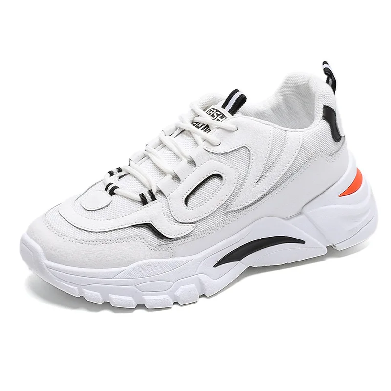 Кроссовки мужские из ПУ кожи массивная подошва на шнуровке дышащие модная