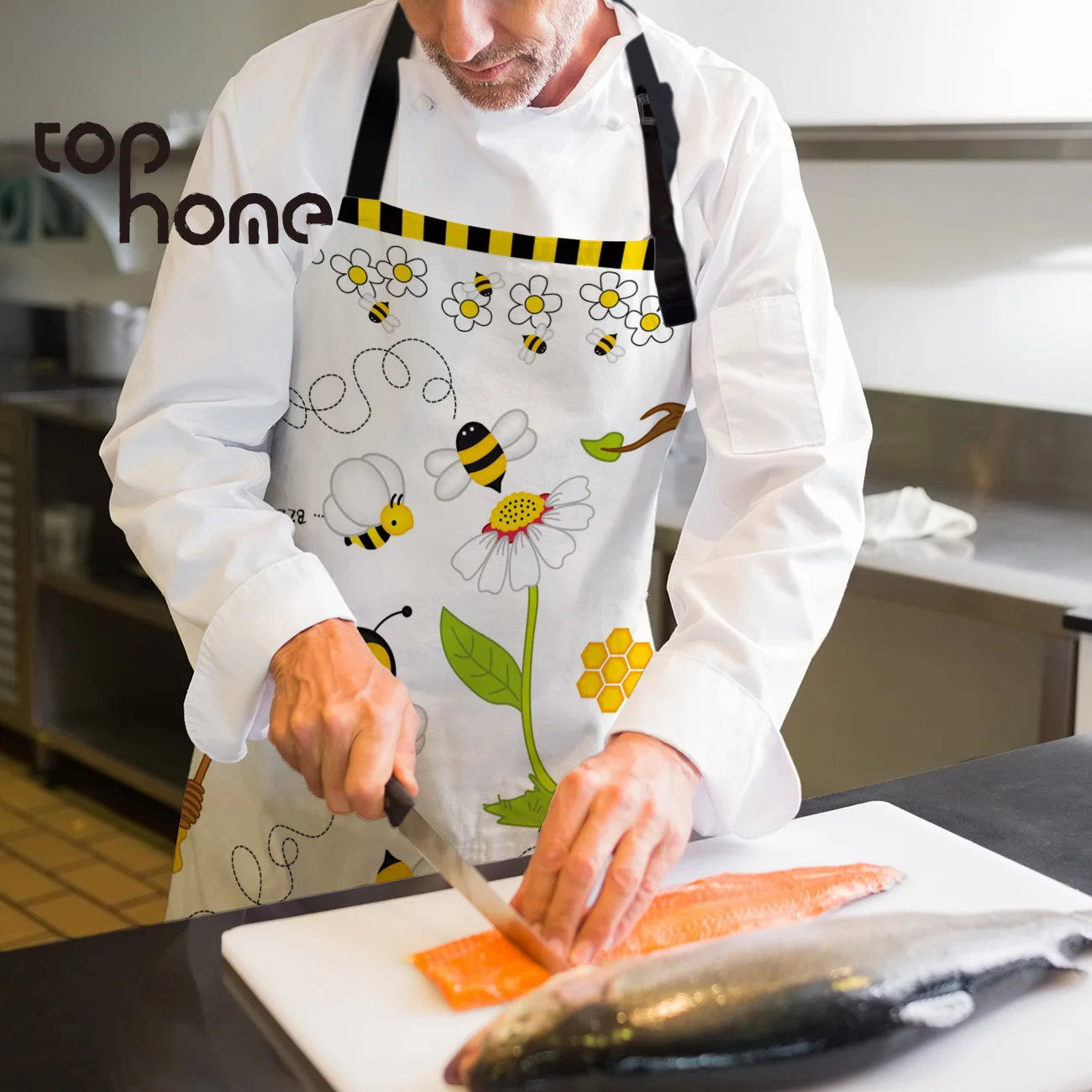 Кухонный Фартук Tophome с мультяшным принтом пчелы регулируемые фартуки без рукавов