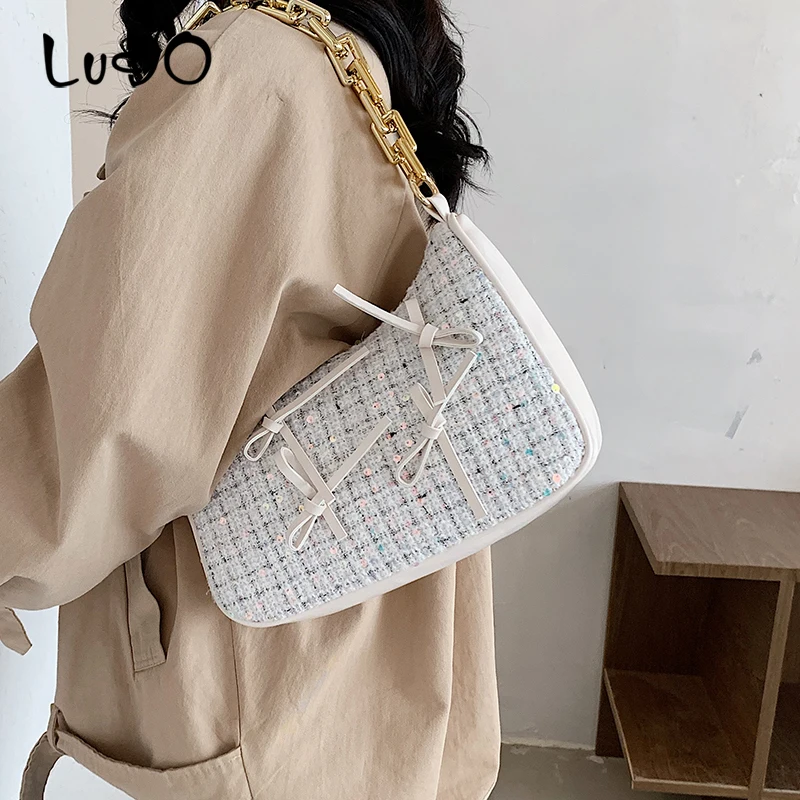 

Woolen Sequined Bags Women 2020 New Trendy Chain Armpit Shoulder Bag Fashion Messenger Bag Ins Crossbody Shoulder Bags Party Sac