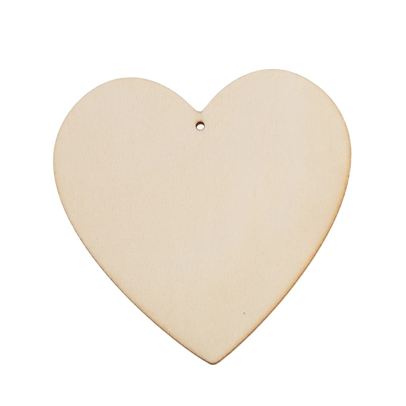 10 x деревянные формы сердца большие простые ремесленные бирки с отверстием (10