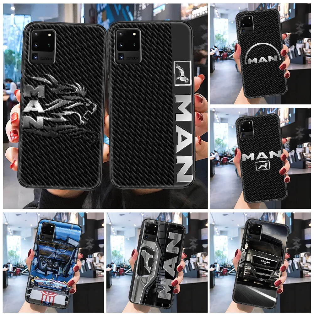 Man Truck logo Phone case For Samsung Galaxy Note 4 8 9 10 20 S8 S9 S10 S10E S20 Plus UITRA Ultra Frosted black trend bumper