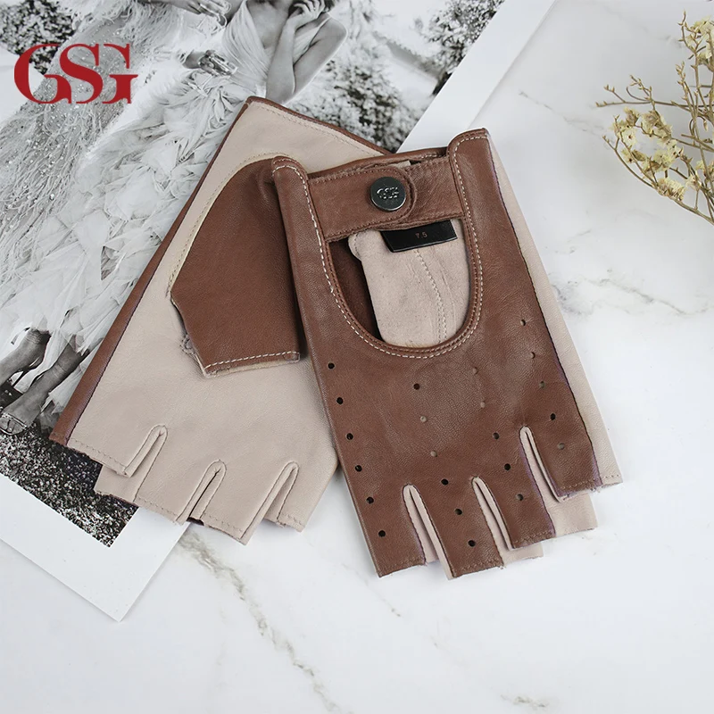 Женские плетеные перчатки из овечьей кожи без пальцев | Аксессуары для одежды