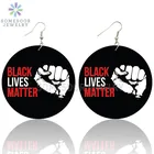 SOMESOOR, черные живые вопросы, мощный кулак, деревянные висячие серьги с принтом, американские противостоящие дизайнерские петли, висячие серьги для женщин, подарки