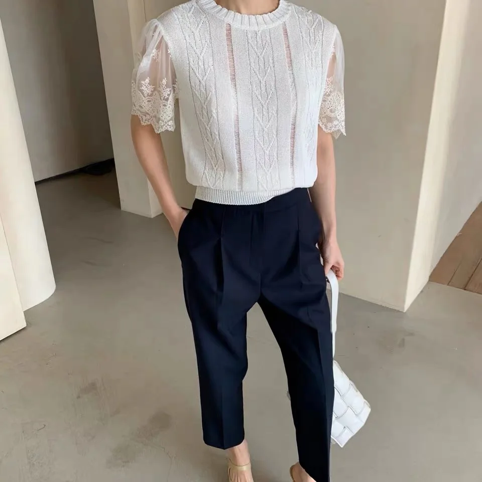 

New Female Sweater Women Winter Pullover Knitting Overszie short Sleeve Girls Tops Loose Sweaters Knitted Outerwear Thin Sexy