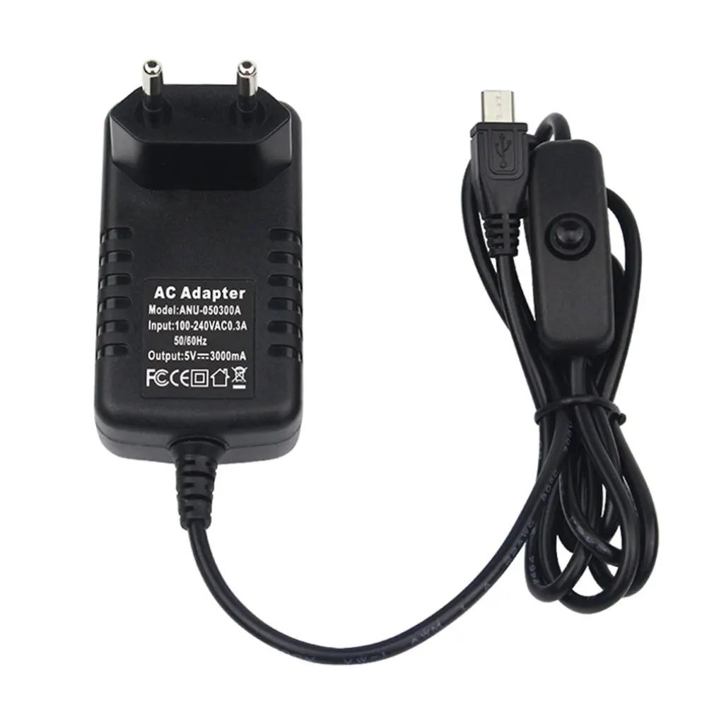 5V 3A Power Supply Charger AC Adapter Micro USB Cable with On/Off Switch For Raspberry Pi 3 pi pro Model B B+ Plus | Электроника