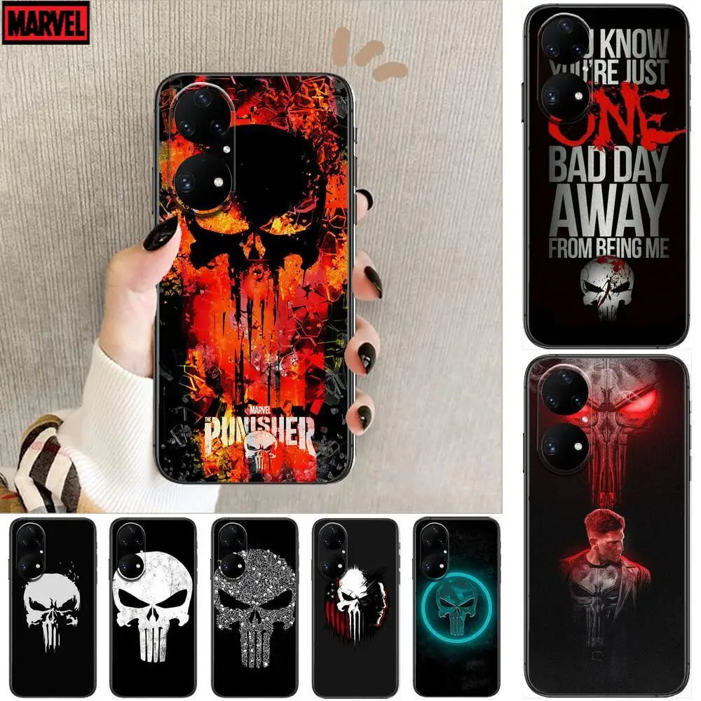Чехол для телефона с изображением героев Marvel Каратель Huawei p50 P40 p30 P20 10 9 8 Lite E Pro Plus