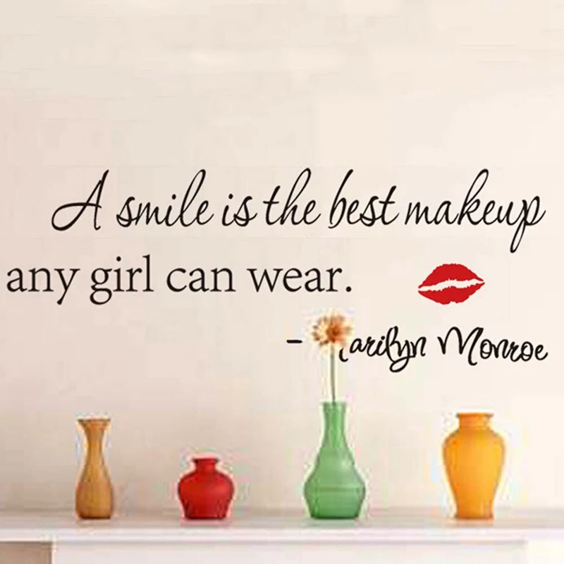 

Новый A Smile Is The Best Makeup вдохновляющие настенные наклейки с цитатами, домашний декор для девочек, виниловые наклейки для комнаты, роспись, иску...